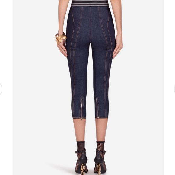 **SOLD** Dolce & Gabbana Denim Capri Pants with Branded Logo Waistband 38 IT - Picture 3 of 12